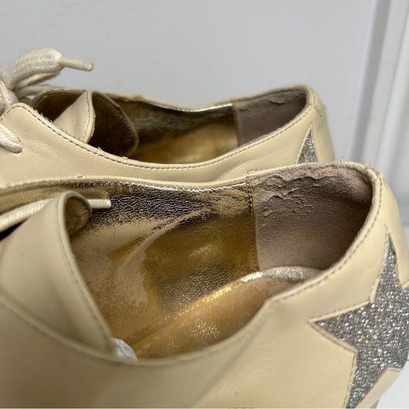 Stella McCartney size 6.5 Beige Faux Leather Elyse Star Platform Lace Up Derby - Picture 7 of 14